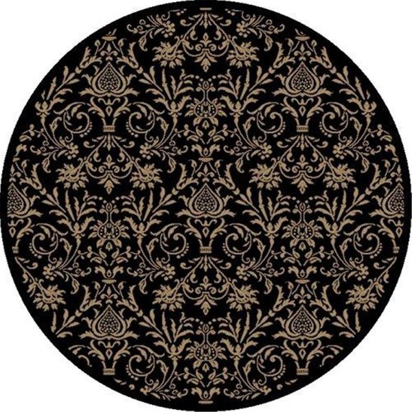 Concord Global 5 ft. 3 in. Jewel Damask - Round, Black 49430